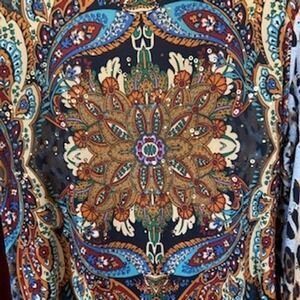 NWT Joseph Ribkoff Top Blouse Leopard Paisley Embellished Draped Faux Tank Sz 12